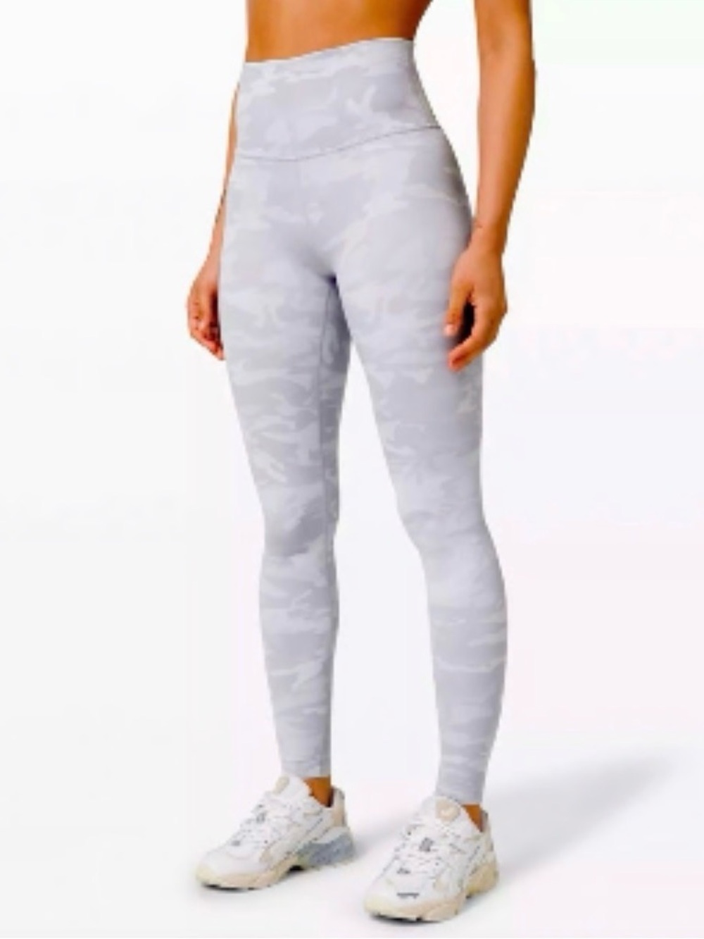 Lululemon Wunder Under High Rise Camo Alpine 28.5 Inseam Leggings Gray White 6